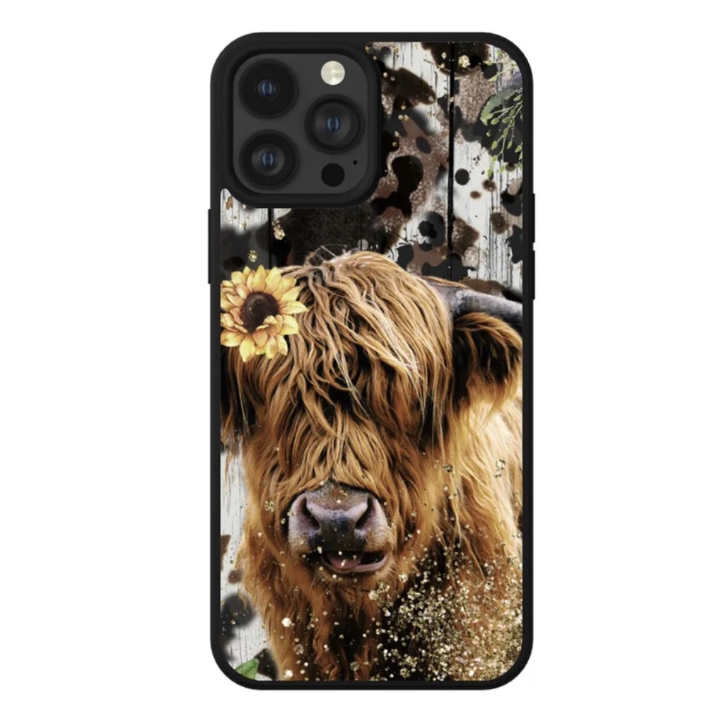 New Phone Case for iPhone 13 Pro Highland Cow Leopard Print Phone ca…